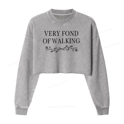 Pagewings Very Fond Of Walking Washed Crop Sweatshirt