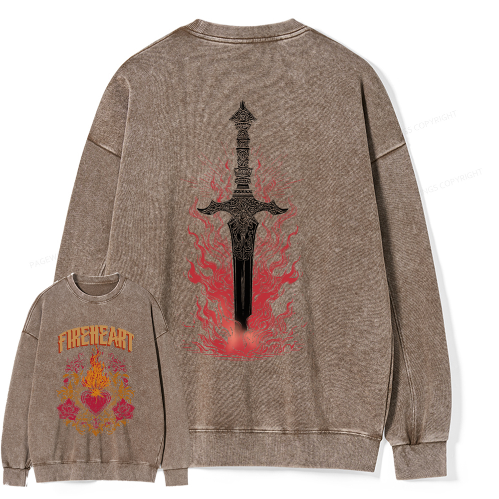 Pagewings Fireheart Unisex Washed Sweatshirt