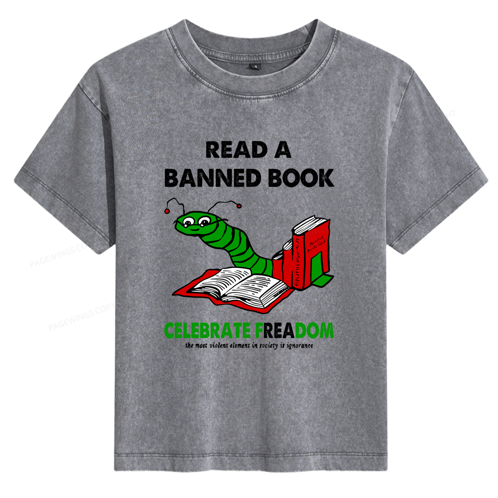 Pagewings Read A Banned Book Women's Washed T-shirt
