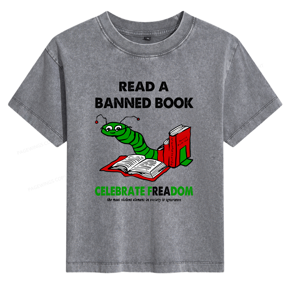 Pagewings Read A Banned Book Women's Washed T-shirt