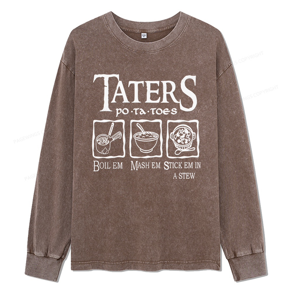 Pagewings Taters PoTaToes Unisex Washed Long Sleeve T-shirt