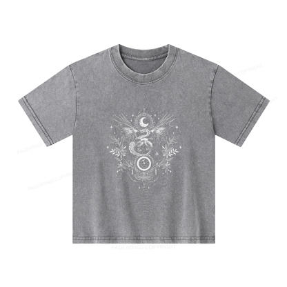 Pagewings Fantasy Dragon Moon Unisex Kids Washed T-shirt