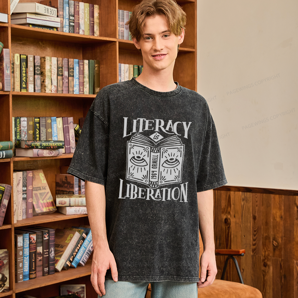 Pagewings Dystopian Book Lovers Unisex Washed T-shirt