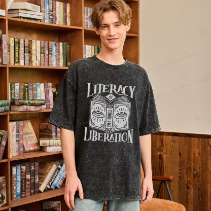 Pagewings Dystopian Book Lovers Unisex Washed T-shirt
