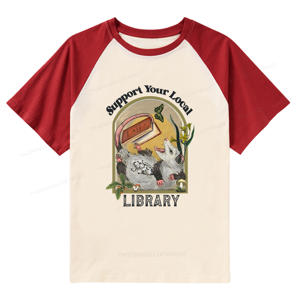 Pagewings Library Readers Make Leaders Jersey Short Sleeve Tee Raglan T-shirt