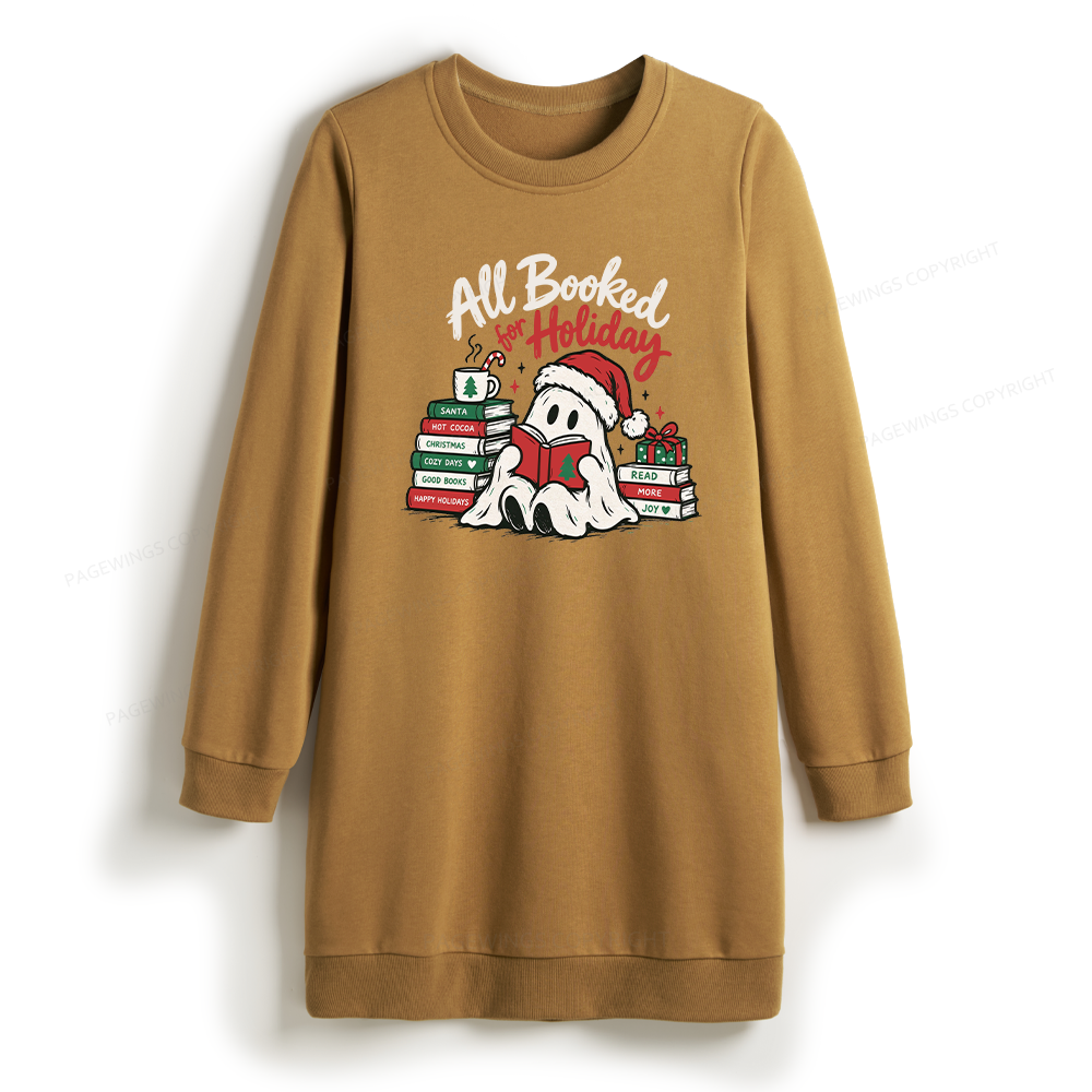 Pagewings Christmas Ghost Reading Sweatshirt Dress