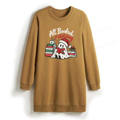 Pagewings Christmas Ghost Reading Sweatshirt Dress