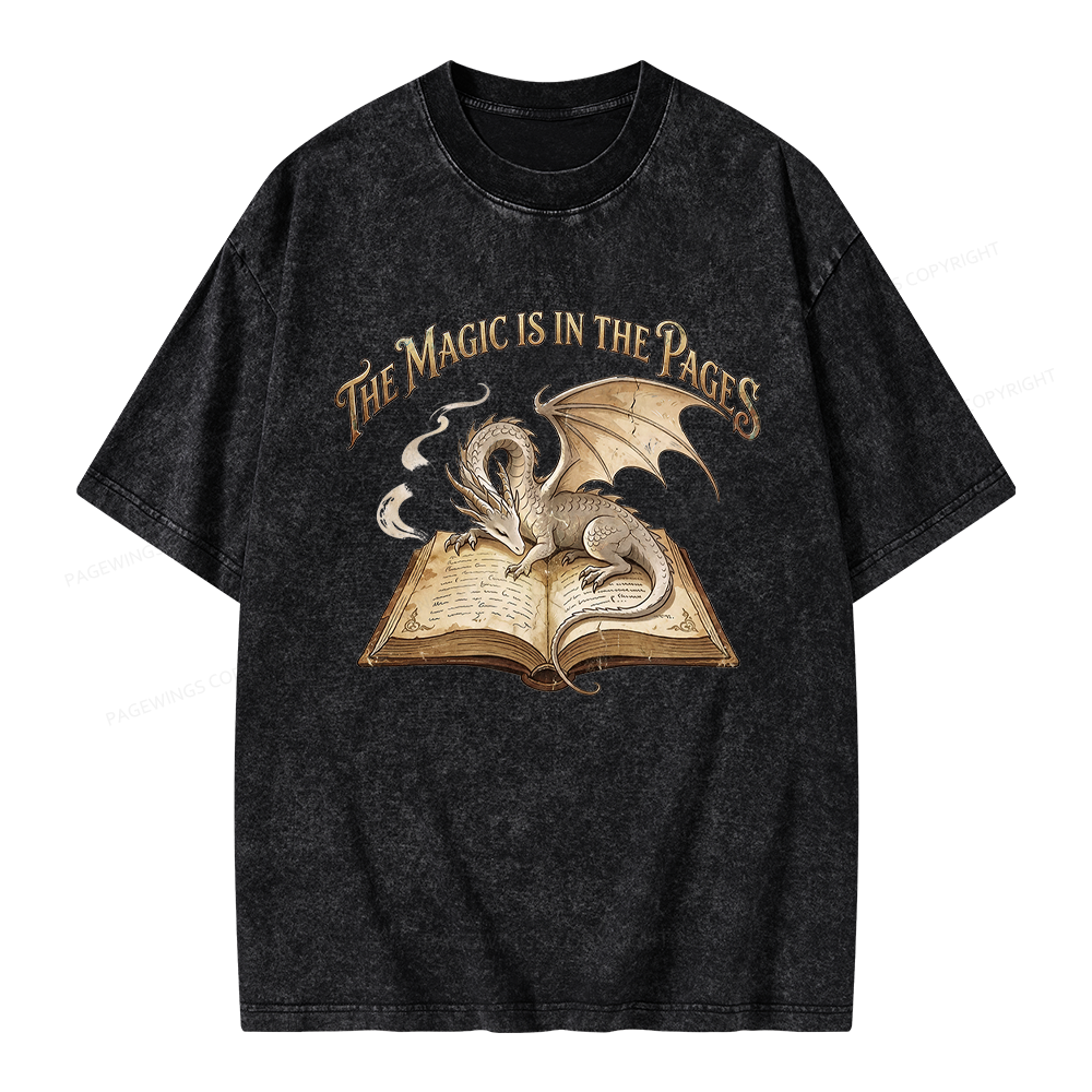 Pagewings The Magic Is In The Pages Unisex Washed T-shirt