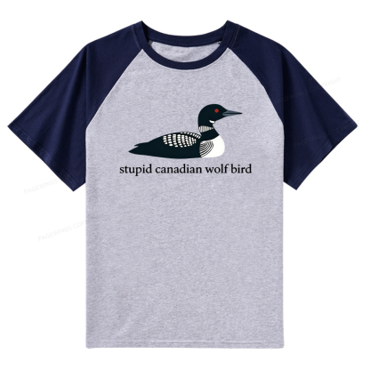 Pagewings Stupid Canadian Wolf Bird Raglan T-shirt