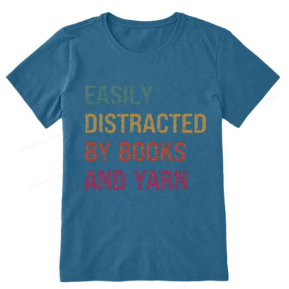Pagewing Easily Distracted By Books And Yarn Unisex Classic T-shirt