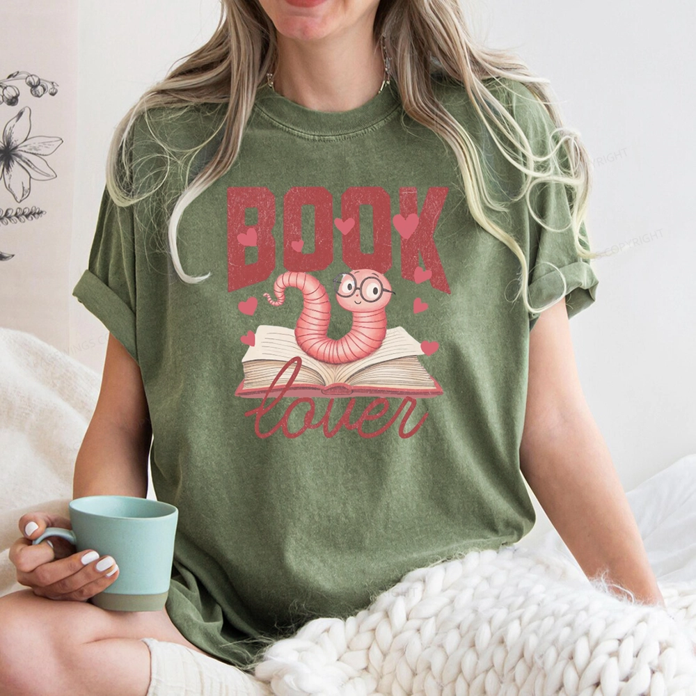 Pagewings Bookish Valentine's Day Gift for Her Unisex Washed T-shirt