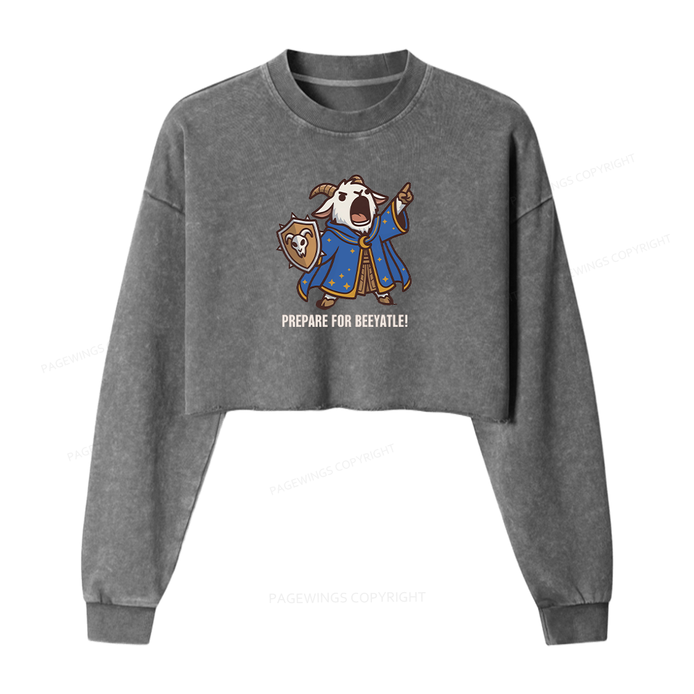 Pagewing Sci Fi Books Lover Washed Crop Sweatshirt
