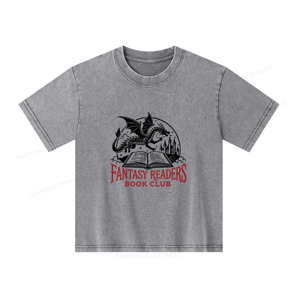 Pagewings Fantasy Readers Book Club Unisex Kids Washed T-shirt