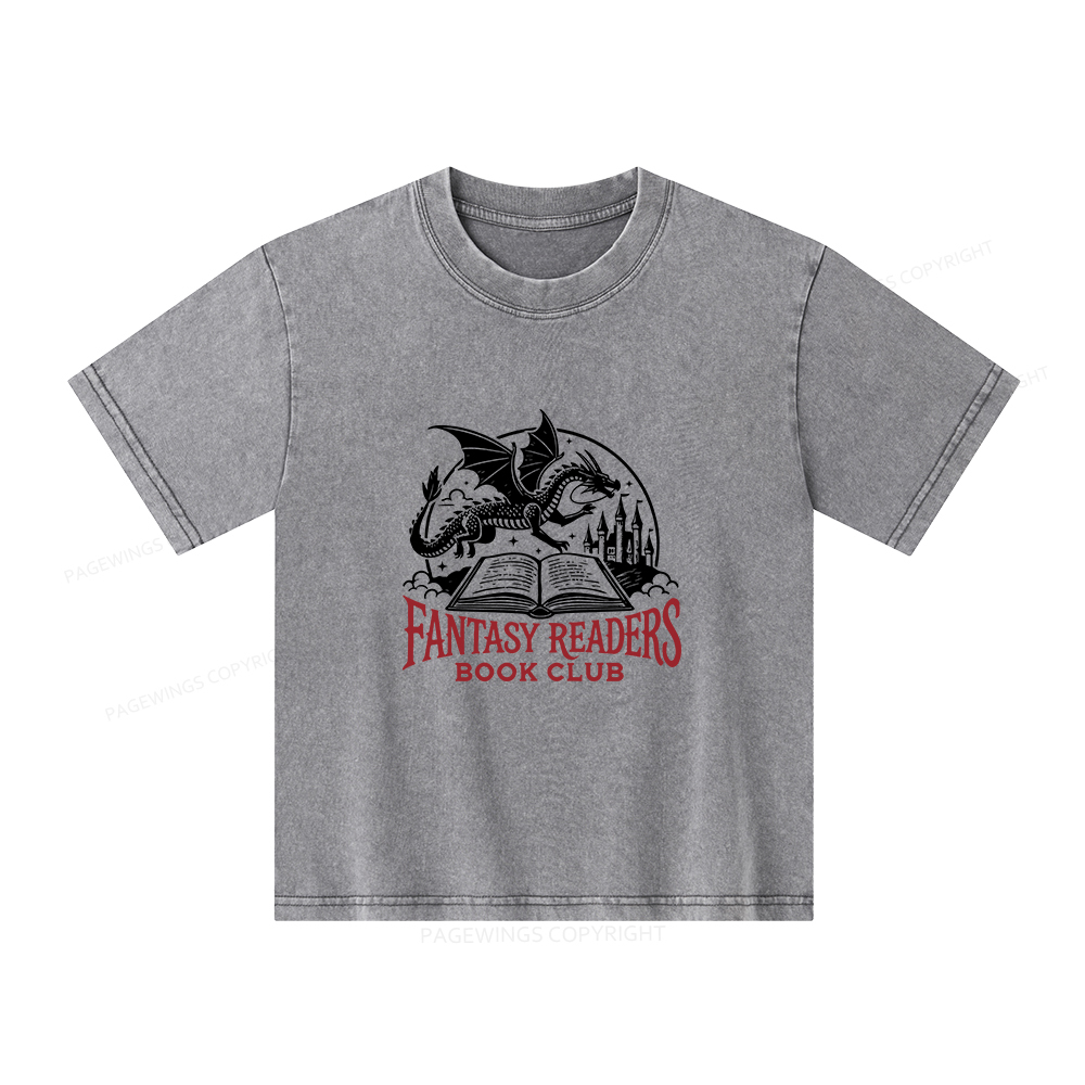 Pagewings Fantasy Readers Book Club Unisex Kids Washed T-shirt