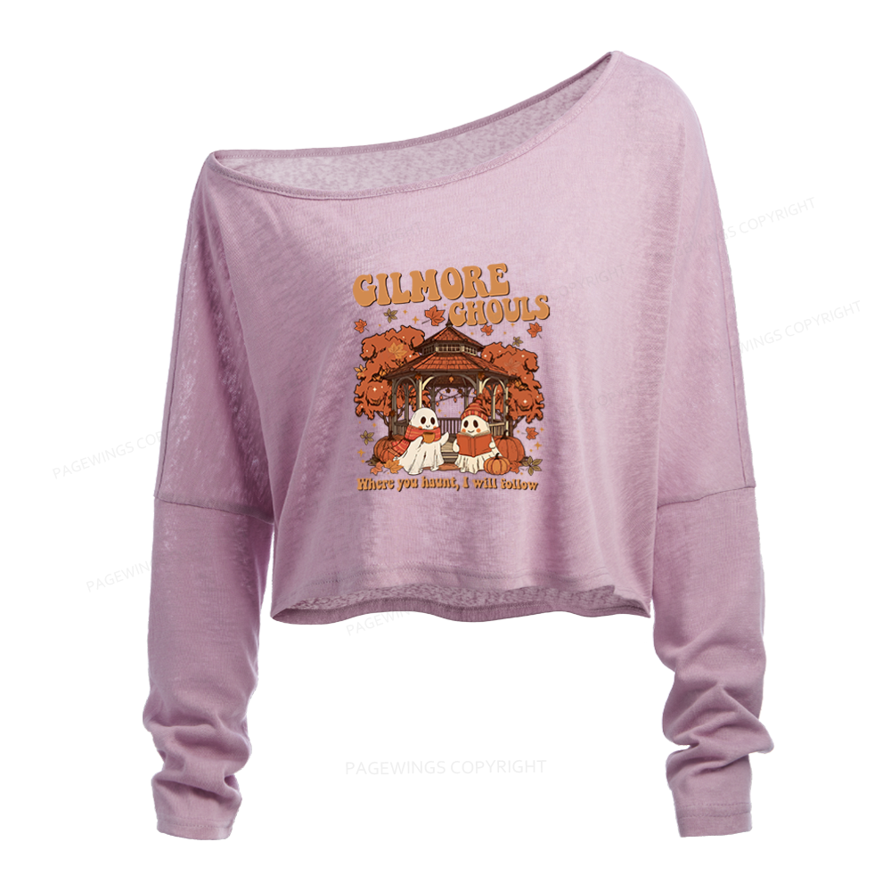 Pagewings Gilmore Ghouls Slouchy Long Sleeve Off Shoulder T-shirt
