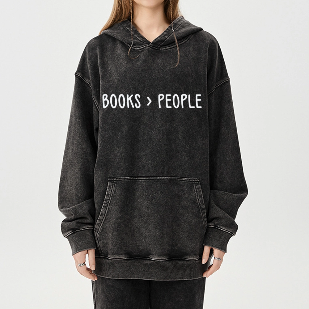 Pagewings Books Are Better Than People Unisex Washed Hoodie