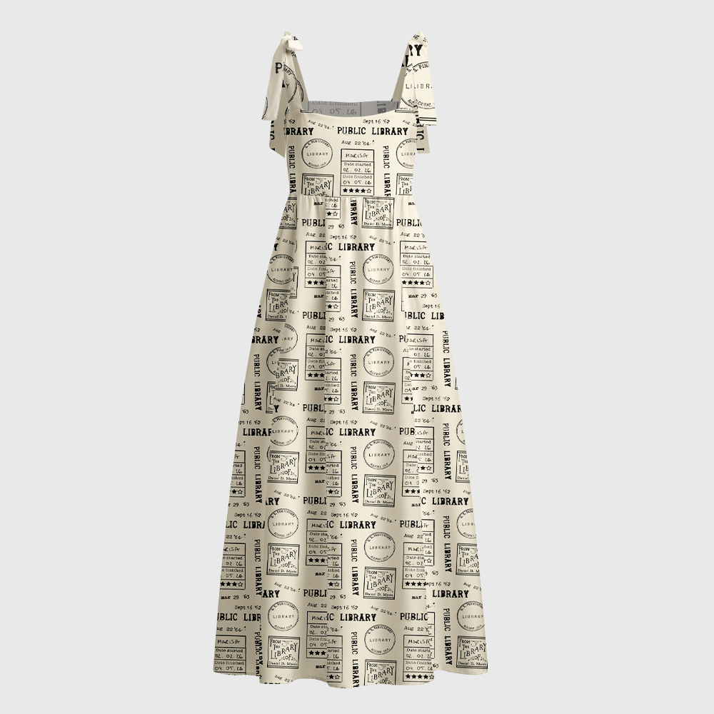 Pagewings Public Library Tie Shoulder Maxi Dress