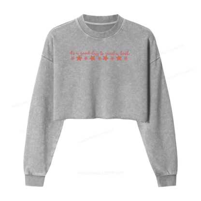 Pagewings Its A Good Day To Read A Book Washed Crop Sweatshirt