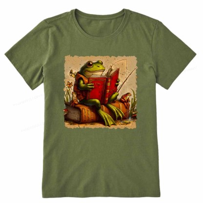 Pagewings Toad Fishing Book Reading Book Unisex Classic T-shirt