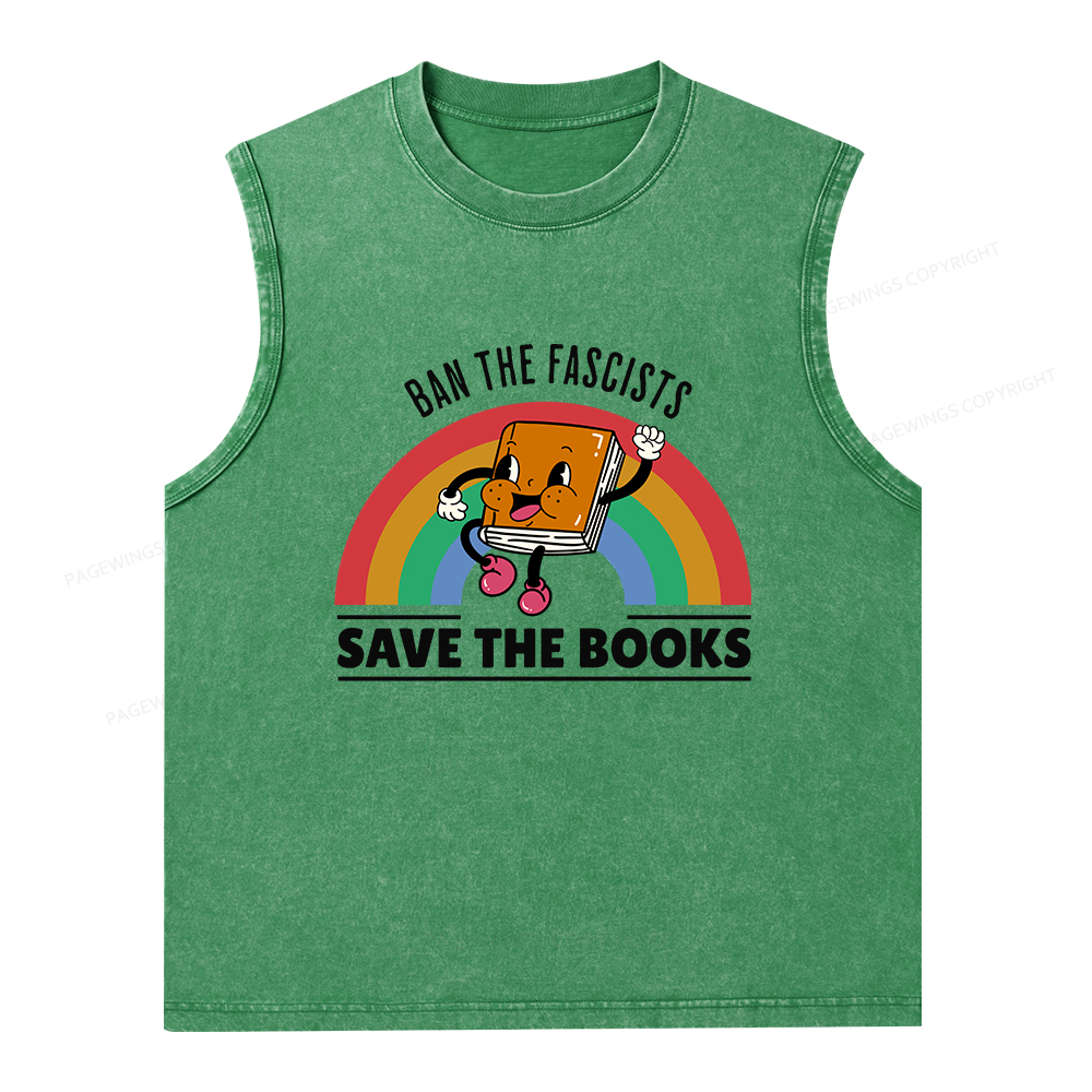 Pagewings Ban The Fascists Save The Books Unisex Washed Tank Top
