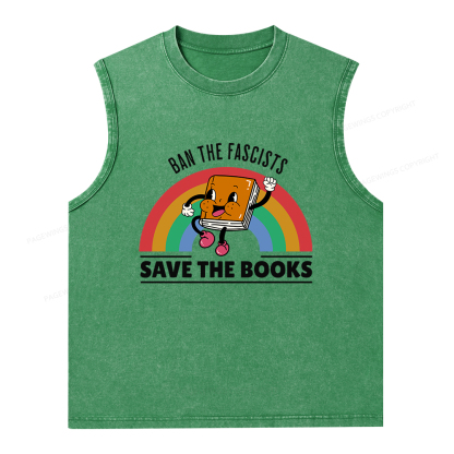 Pagewings Ban The Fascists Save The Books Unisex Washed Tank Top