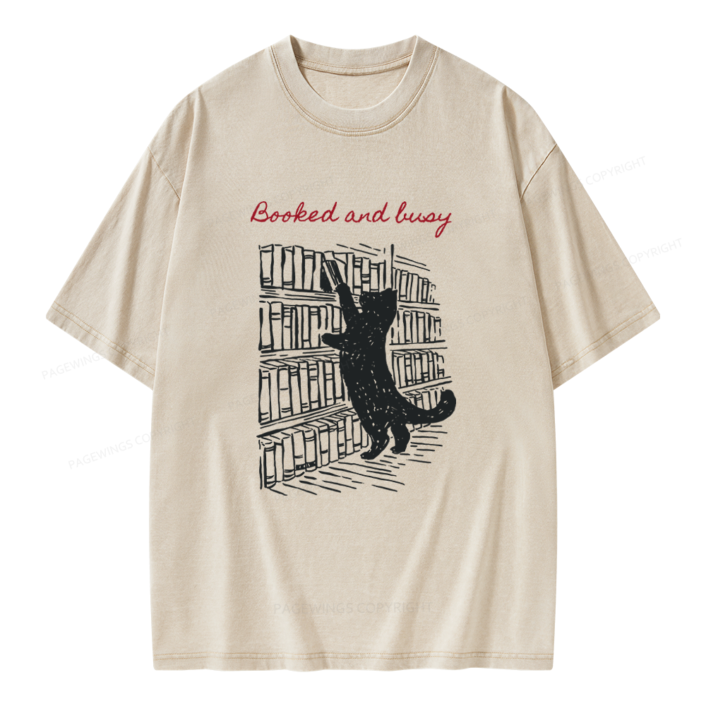 Pagewings Booked and Busy Unisex Washed T-shirt