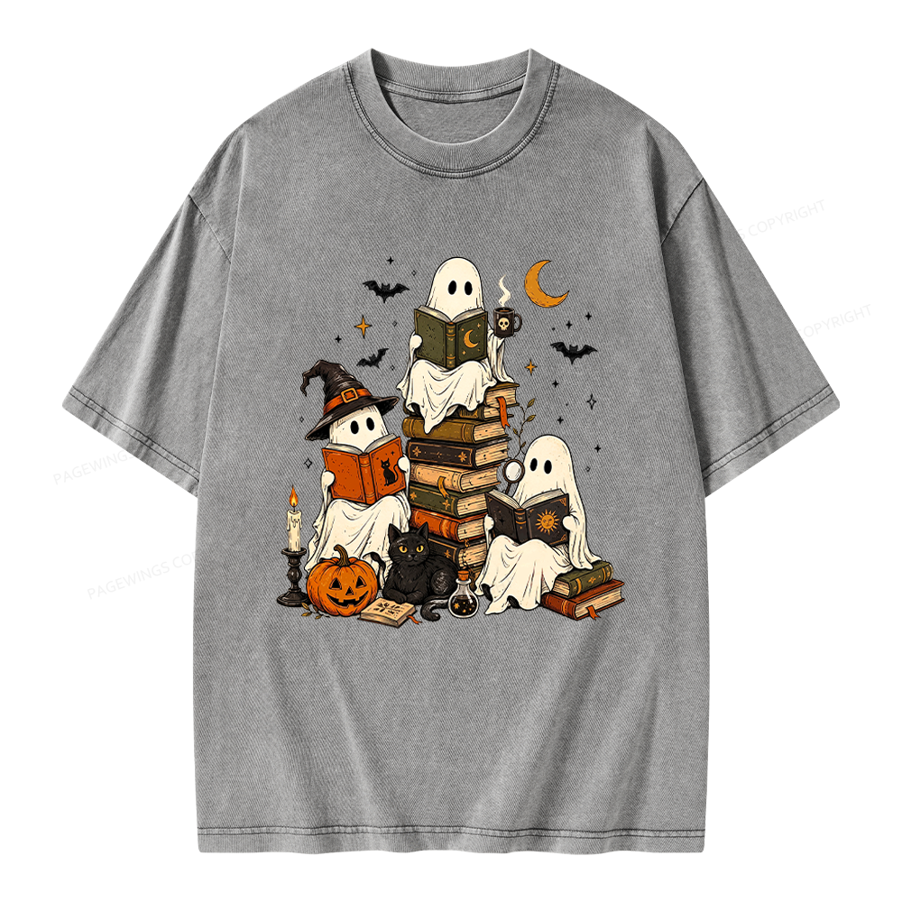 Pagewings Halloween Book Club Unisex Washed T-shirt