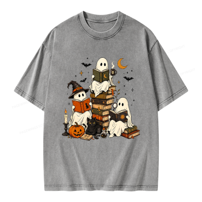 Pagewings Halloween Book Club Unisex Washed T-shirt