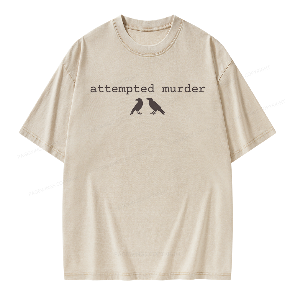 Pagewings Attempted Murder Crow Unisex Washed T-shirt
