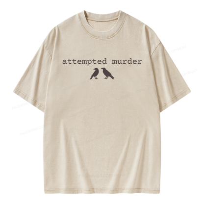Pagewings Attempted Murder Crow Unisex Washed T-shirt