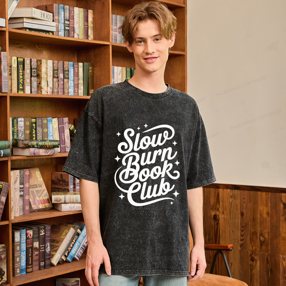 Pagewings Slow Burn Book Club Unisex Washed T-shirt