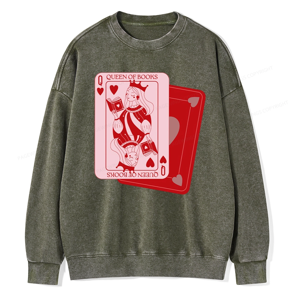 Pagewing Queen of Books Unisex Washed Sweatshirt