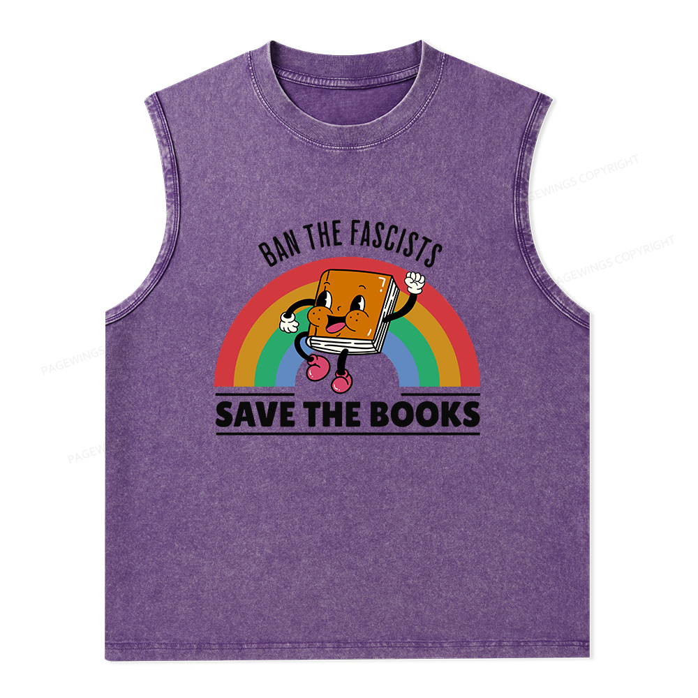 Pagewings Ban The Fascists Save The Books Unisex Washed Tank Top