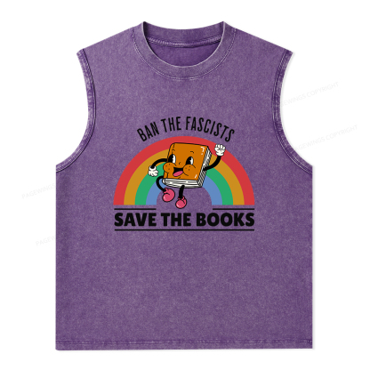 Pagewings Ban The Fascists Save The Books Unisex Washed Tank Top