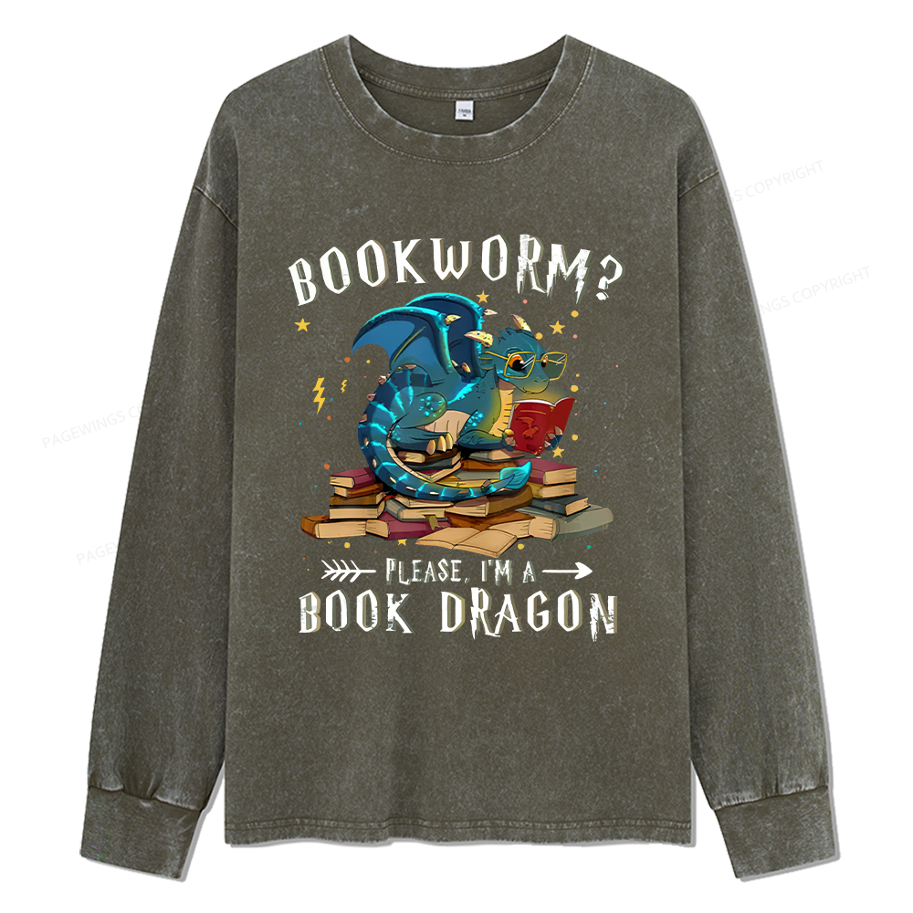 Pagewings Dragon Book Unisex Washed Long Sleeve T-shirt