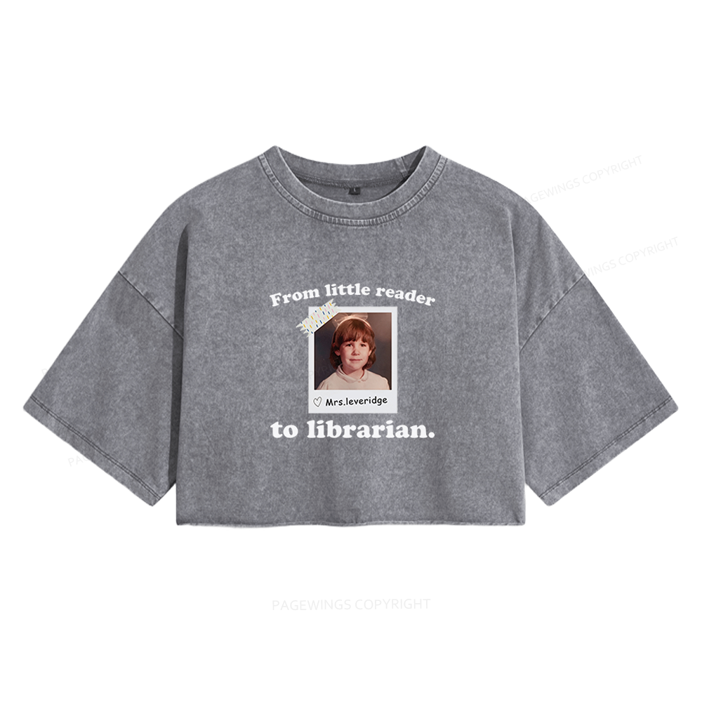 Pagewings Personalized Photo From Little Reader Women's Washed Cropped T-shirt