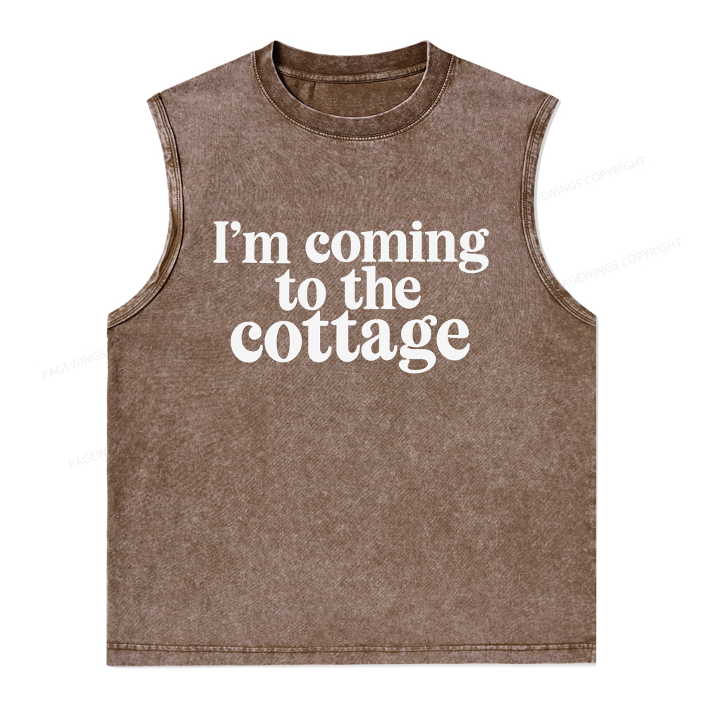 Pagewings I'm Coming To The Cottage Unisex Washed Tank Top