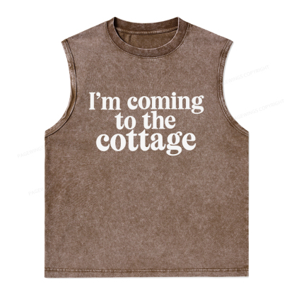 Pagewings I'm Coming To The Cottage Unisex Washed Tank Top