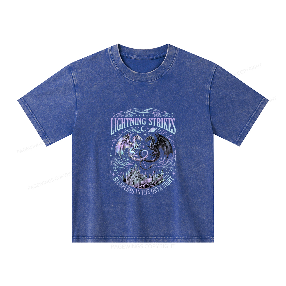 Pagewings Lightning Strikes Unisex Kids Washed T-shirt