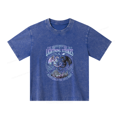Pagewings Lightning Strikes Unisex Kids Washed T-shirt