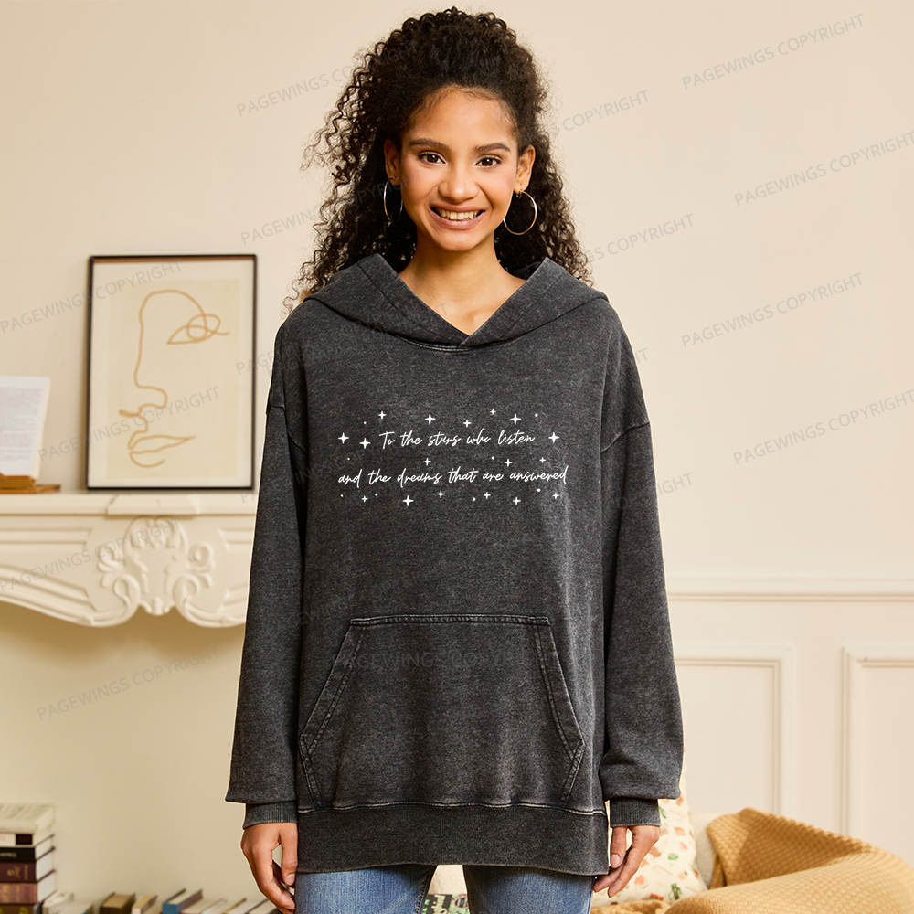 Pagewings To the Stars Who Listen Unisex Washed Hoodie