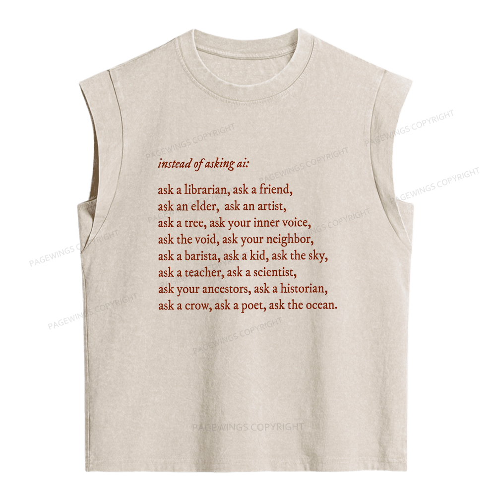 Pagewings Ask A Librarian Women's Washed Tank Top