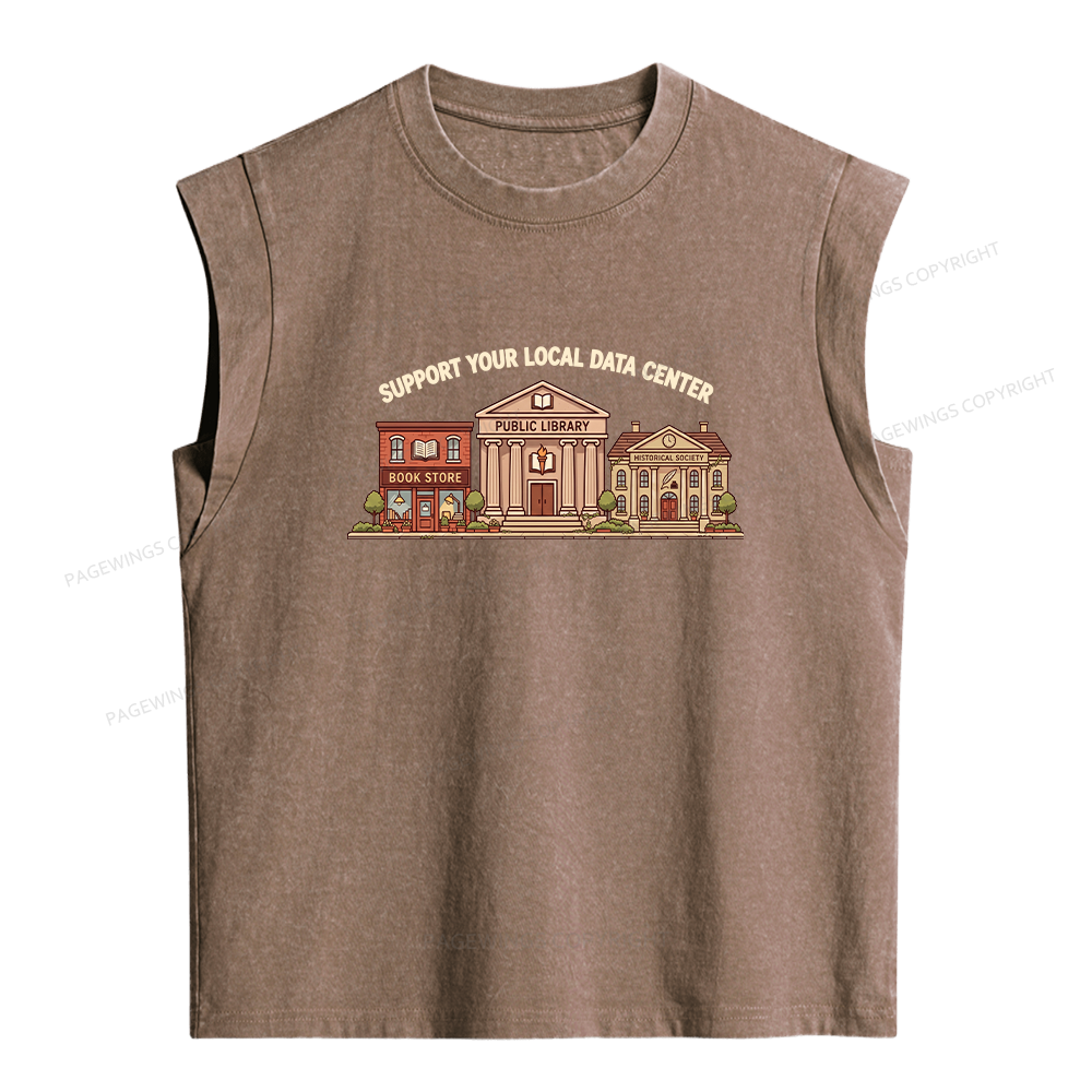 Pagewings Support Your Local Data Center Women's Washed Tank Top
