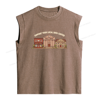 Pagewings Support Your Local Data Center Women's Washed Tank Top