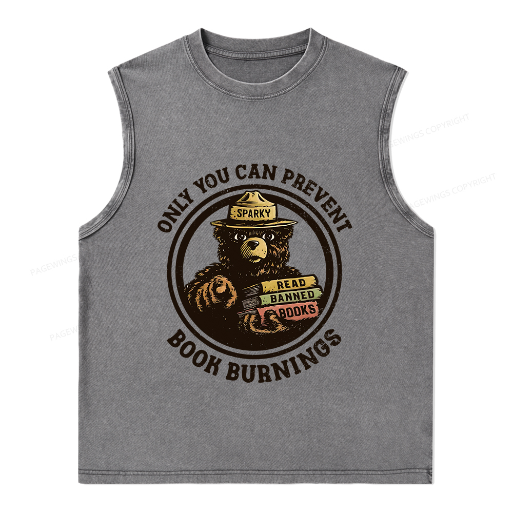 Pagewings Only You Can Prevent Book Burnings Unisex Washed Tank Top