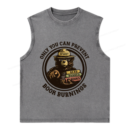 Pagewings Only You Can Prevent Book Burnings Unisex Washed Tank Top