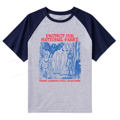 Pagewings Protect Our Parks Vintage Camping Raglan T-shirt