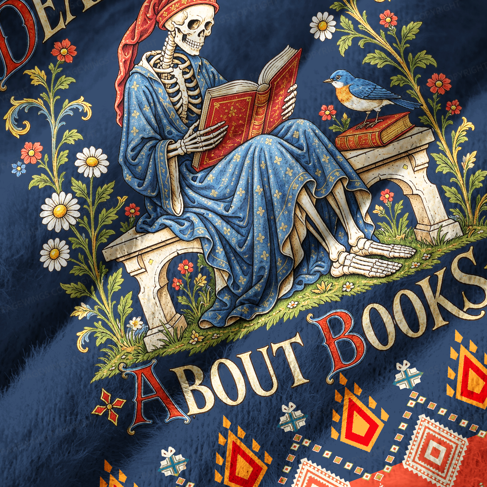Pagewings Dead Serious About Books Off Shoulder Ugly Knit Sweater