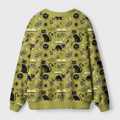 Pagewings Cat Book Lover Light Knit Unisex Cardigan Sweaters