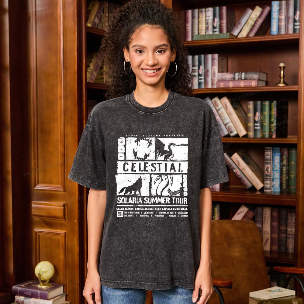 Pagewings The Celestial Heirs Unisex Washed T-shirt